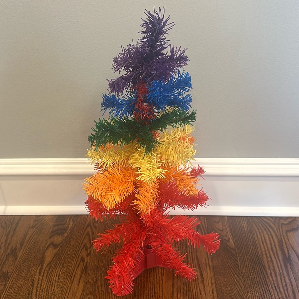 Rainbow Red Orange Yellow Green Purple Pride Holiday Christmas Table Top Tree